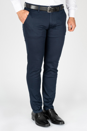 PANTALONI SLIM CASUAL (BUMBAC) - Pantaloni barbati chino slim navy