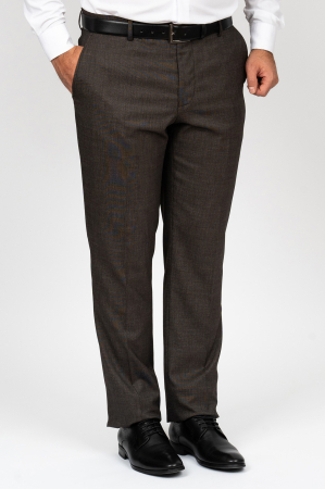 PANTALONI - Pantaloni barbati stofa regular fit maro-pepit