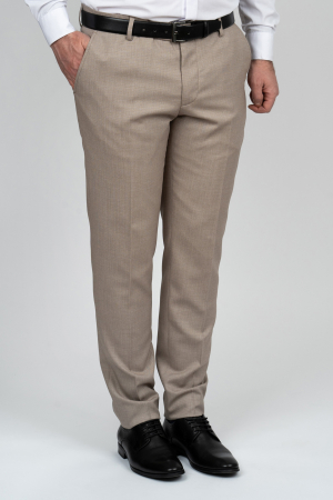 PANTALONI - Pantaloni barbati stofa bej-pepit slim fit