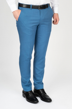 PANTALONI SLIM CLASICI (STOFA) - Pantaloni barbati stofa albastru-turcoaz
