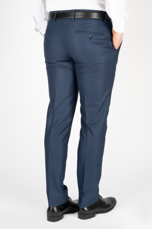 Pantaloni barbati stofa slim bleumarin-pepit [2]