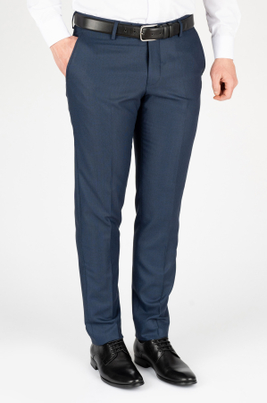 PANTALONI - Pantaloni barbati regular fit stofa bleumarin-pepit