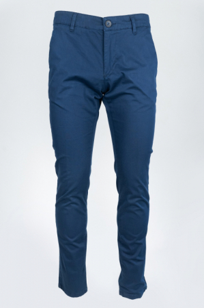 Pantaloni casual chino slim bumbac bleumarin [2]