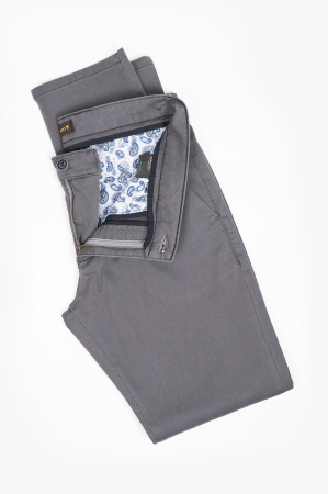 Pantaloni casual chino slim bumbac gri [0]