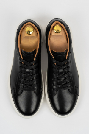 Pantofi barbati casual piele negri - talpa alba CONFORT