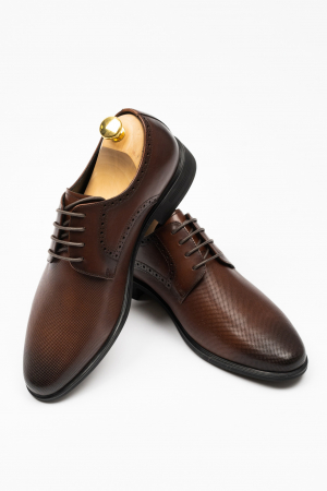 PANTOFI ELEGANTI - Pantofi barbati eleganti maro-pepit piele CONFORT
