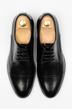 PANTOFI ELEGANTI - Pantofi barbati eleganti negru-brogue M2 piele CONFORT