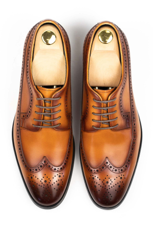Pantofi piele barbati eleganti cognac Derby [1]