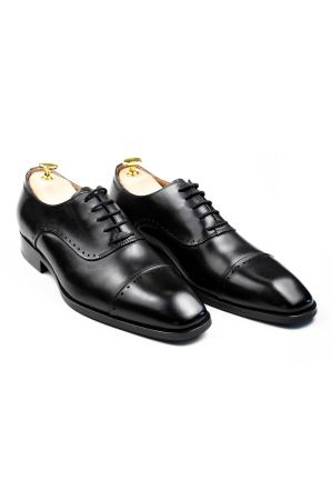 Pantofi piele barbati negri cu perforatii Oxford [2]