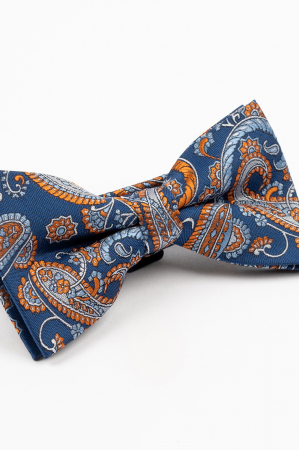 PAPIOANE - Papion albastru cu model paisley ruginiu si bleu