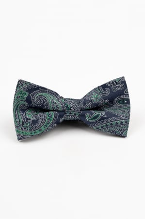 PAPIOANE - Papion bleumarin cu model paisley verde si argintiu