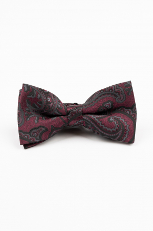 PAPIOANE - Papion burgund cu imprimeu paisley negru si gri
