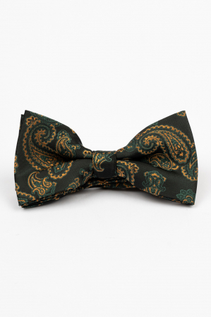 PAPIOANE - Papion negru cu model paisley verde si auriu