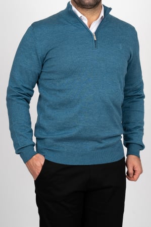 PULOVERE - Pulover barbati slim fit turcoaz