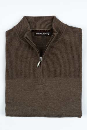 PULOVERE - Pulover barbati regular fit maro/capucino