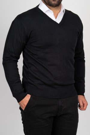 Pulover barbati regular fit  negru cu anchior