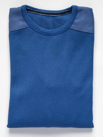 Pulover cu cotiere regular albastru [2]