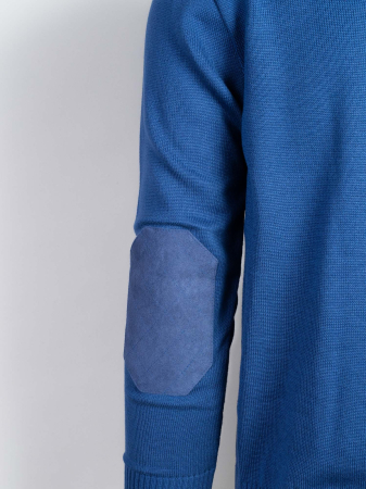Pulover cu cotiere regular albastru [3]