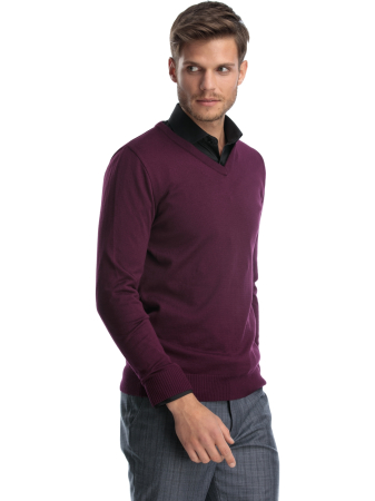 Pulover mov cu anchior slim fit [1]