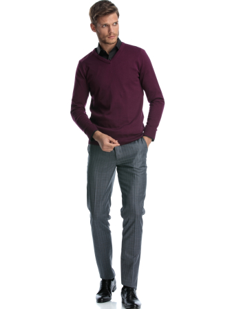 Pulover mov cu anchior slim fit [0]