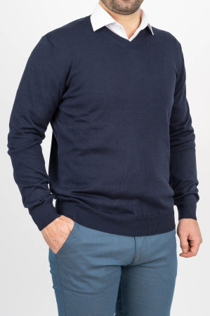 Pulover regular bleumarin cu anchior [0]