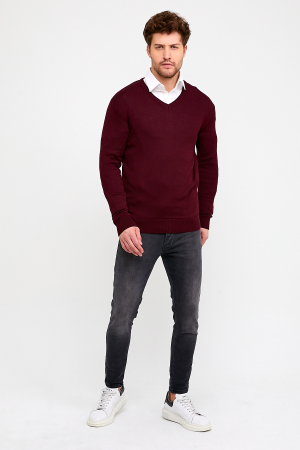 Pulover slim burgund-visiniu cu anchior [1]
