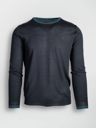 Pulover slim fit negru cu lana [0]