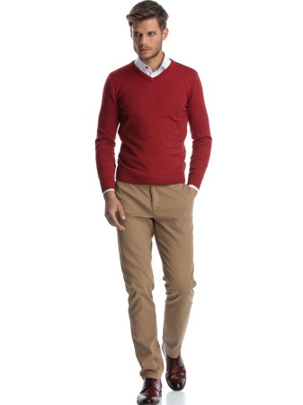 Pulover slim fit rosu cu anchior [1]