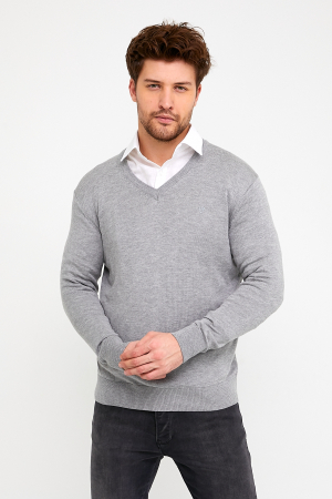 Pulover slim gri cu anchior [0]