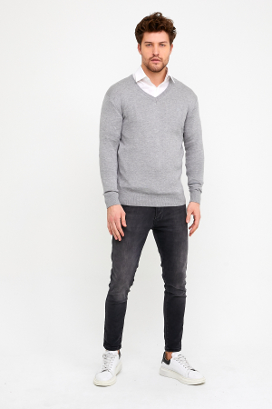 Pulover slim gri cu anchior [1]