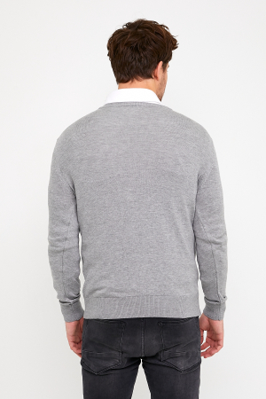 Pulover slim gri cu anchior [4]