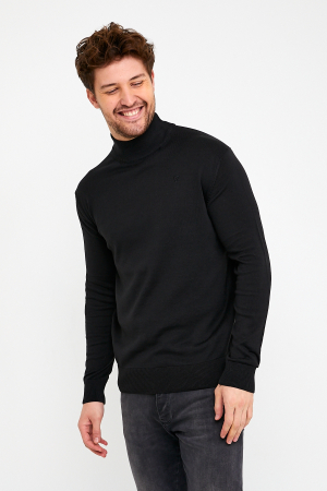 Pulover slim negru cu guler inalt [4]