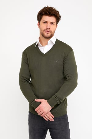 Pulover slim olive cu anchior [1]