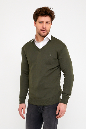 Pulover slim olive cu anchior [5]