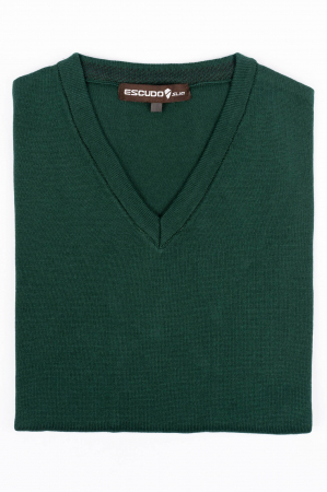 PULOVERE - Pulover slim verde cu anchior
