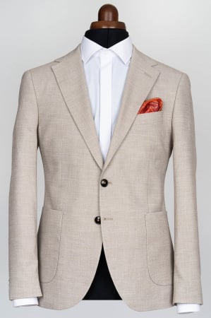 SACOURI REGULAR FIT - Sacou barbati slim fit bej/gri-deschis cu buzunare aplicate