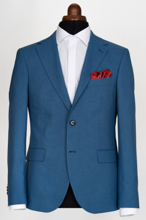 SACOURI - Sacou barbati slim fit albastru-turcoaz