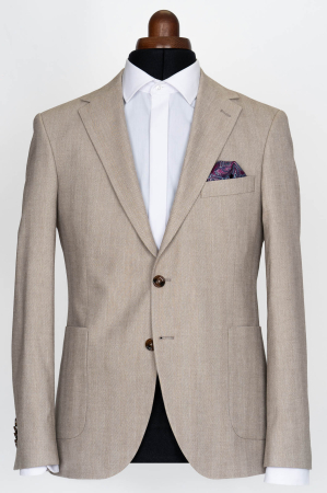 SACOURI - Sacou barbati slim fit bej-bradut