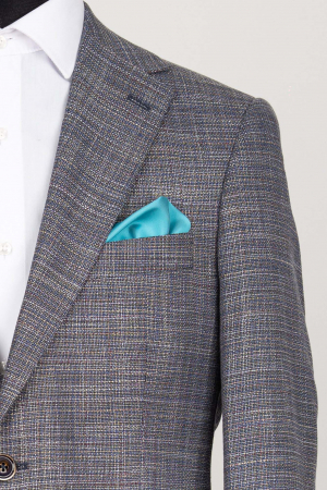 Sacou barbati slim fit bleu-maro pepit