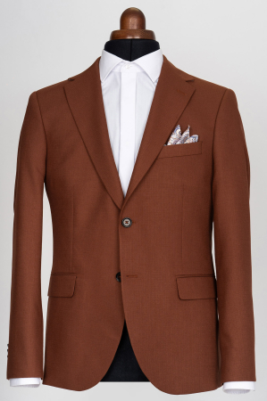 SACOURI SLIM FIT CLASICE - Sacou barbati slim fit caramiziu-pepit