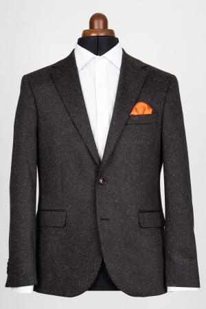 SACOURI SLIM FIT CLASICE - Sacou barbati slim fit bleumarin cu insertii caramizii