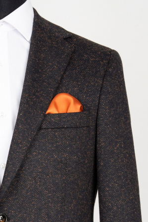 SACOURI SLIM FIT CLASICE - Sacou barbati slim fit bleumarin cu insertii caramizii