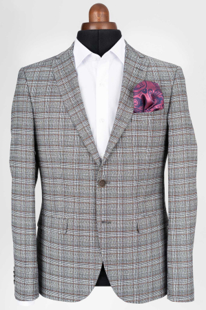 Sacou gri-caro slim [0]