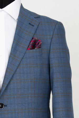 SACOURI - Sacou slim fit albastru-caro