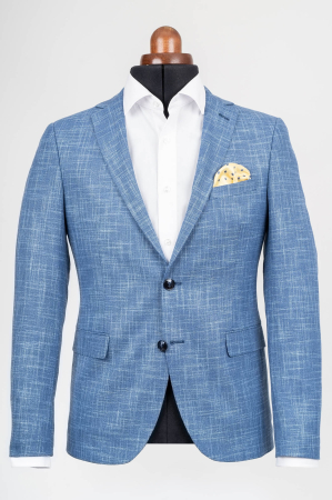 Sacou slim fit bleu pepit [0]