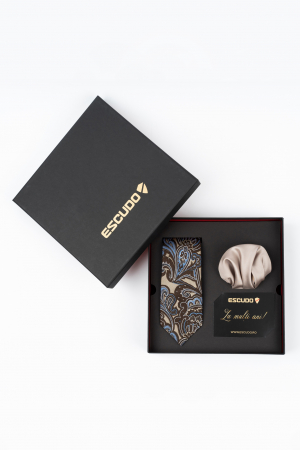 SET CADOU - Set elegant 2 piese - cravata matase naturala si batista bej