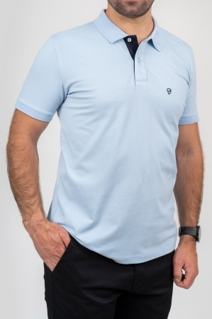 TRICOURI - Tricou polo barbati slim fit bleu