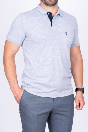 TRICOURI - Tricou polo barbati slim fit gri