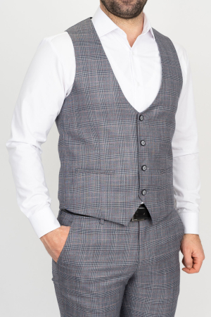 VESTE - Vesta slim gri-roz caro