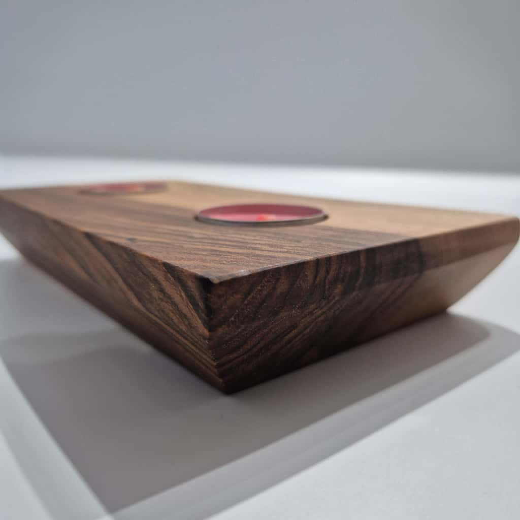 Suport dublu pentru lumânări din lemn masiv – handmade [3]